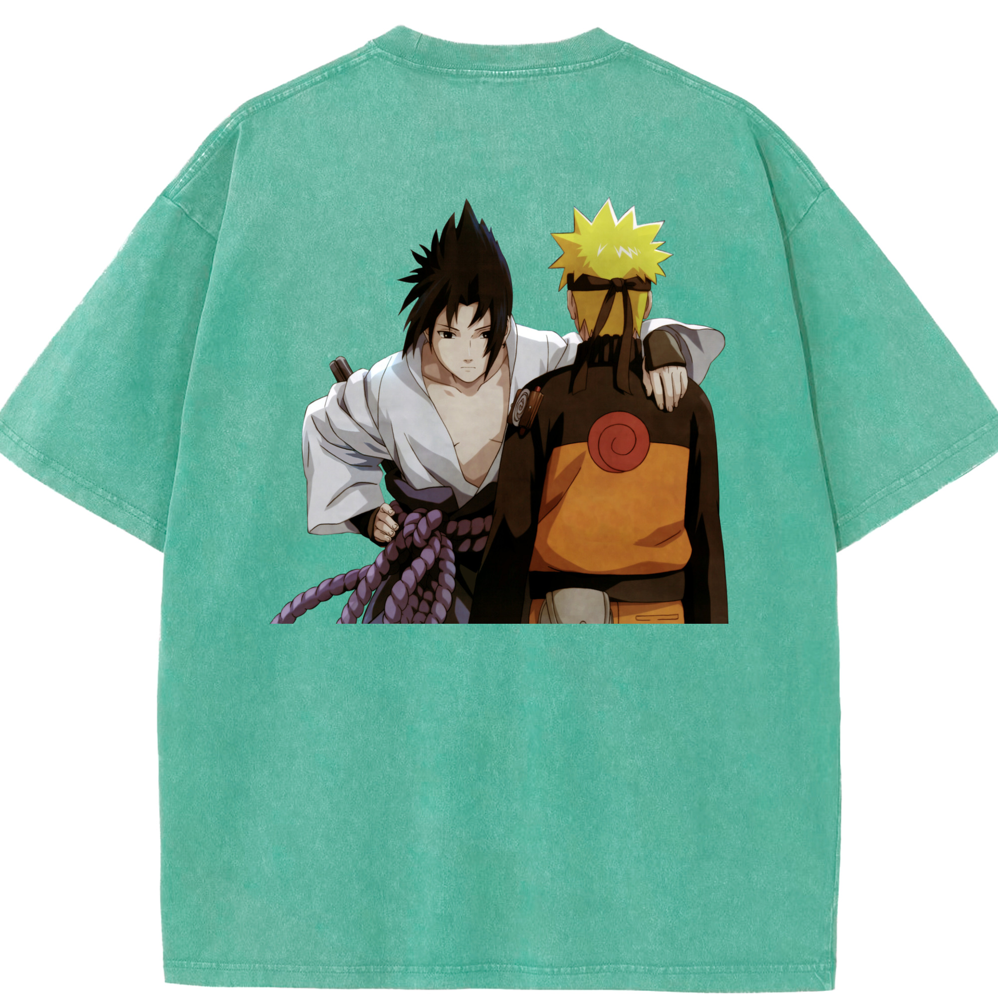 （画像用） NARUTO -ナルト- うちは サスケ Uchiha Sasuke 綿100% ヴィンテージ風 半袖Tシャツ（背面プリント）